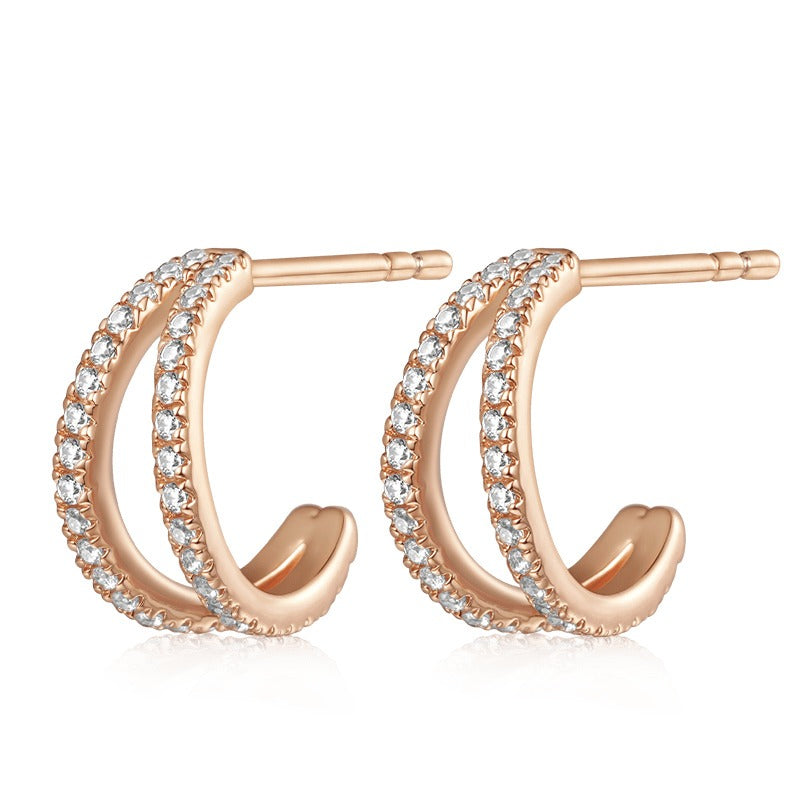 Double Hoop Earrings with Zirconia | Elise