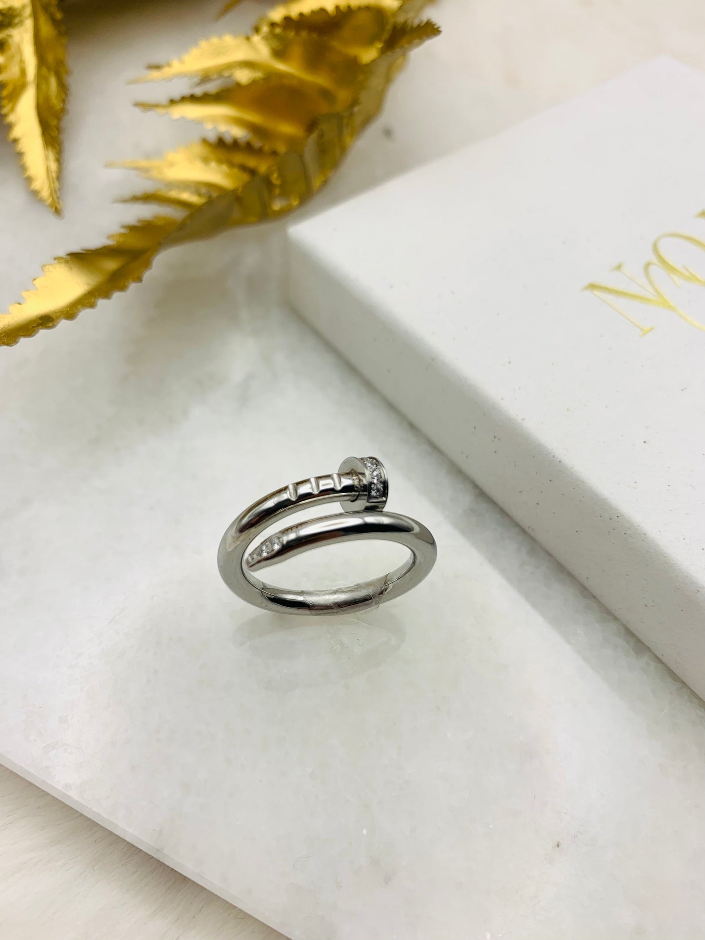 Crystal Zircon Screw Rings - Luna