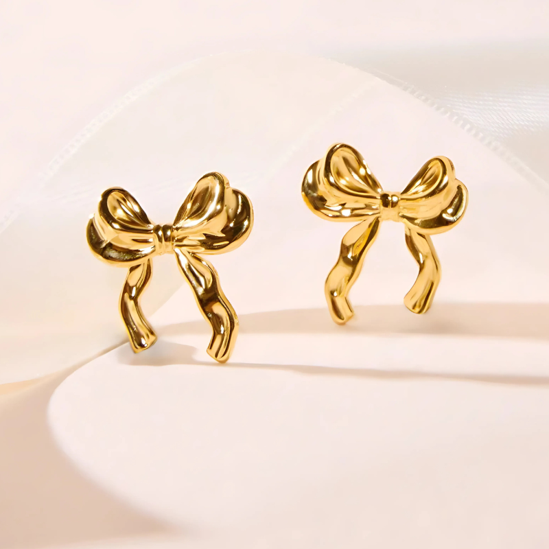 Gold Bow Earrings - Eloise