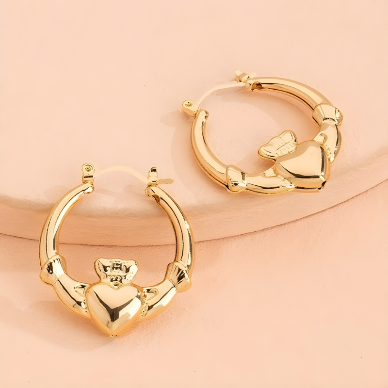 Geometric Heart Hoop Earrings - Kira