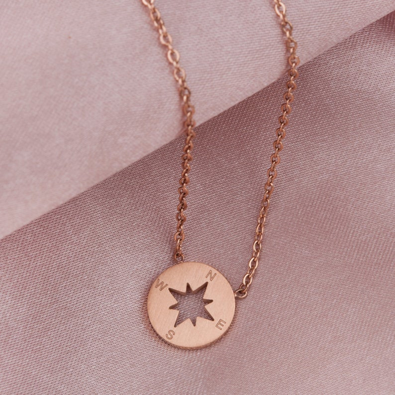 Round compass - charm necklace