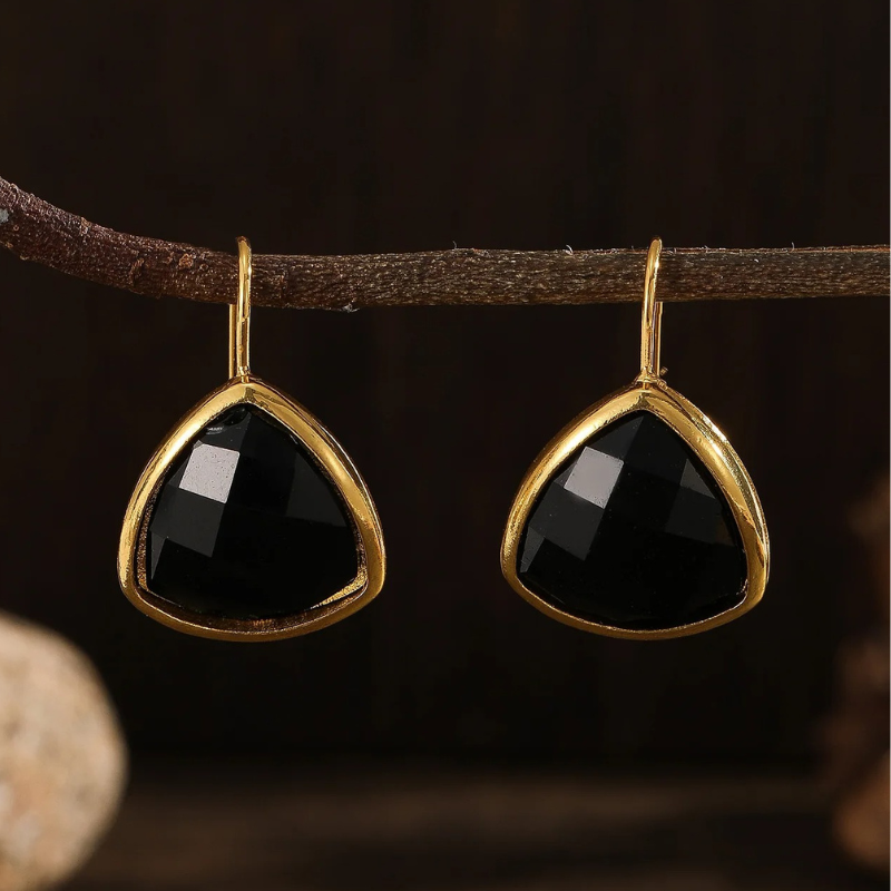 Black Onyx Drop Earrings - Isolde
