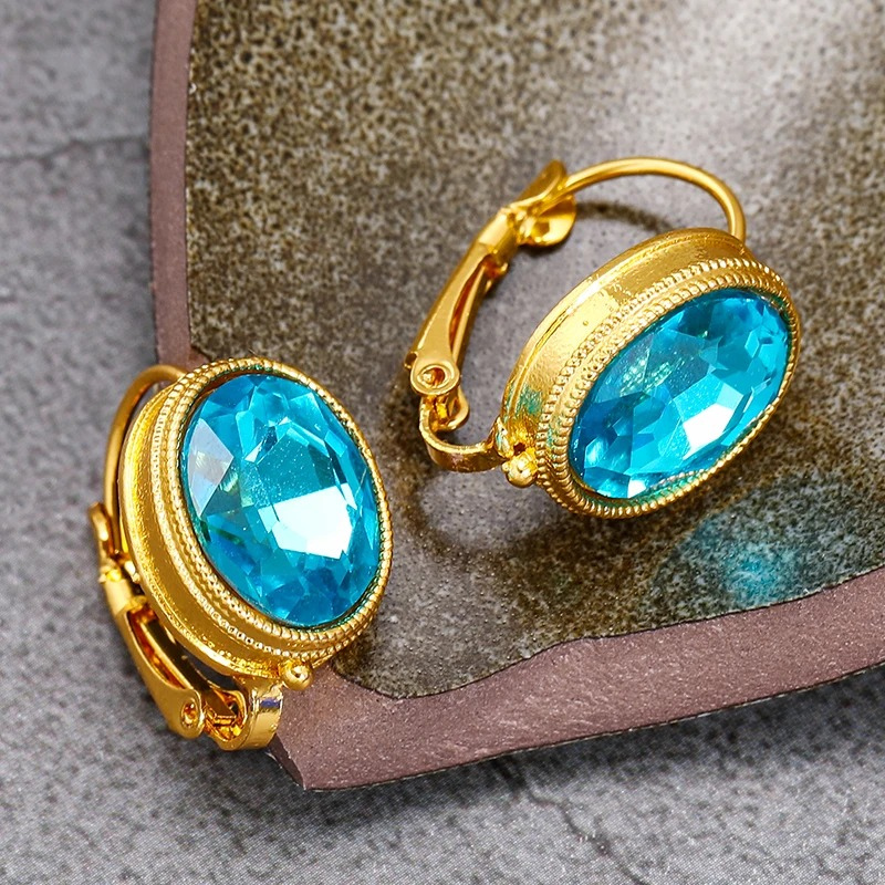 Vintage Gold Clip-On Earrings with Stone - Seraphina