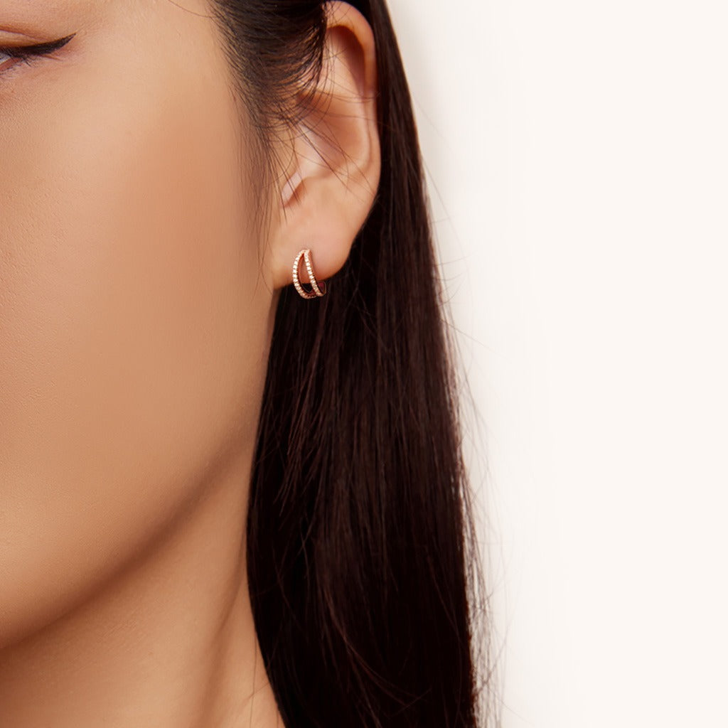 Double Hoop Earrings with Zirconia | Elise