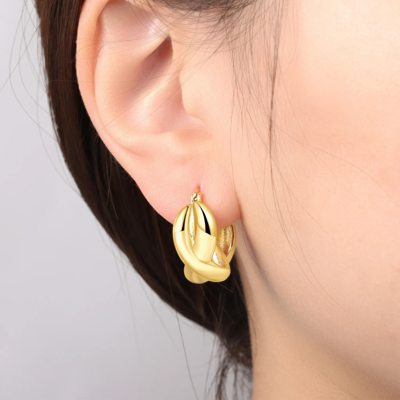 Elegant Woven Gold Hoop Earrings - Madelyn