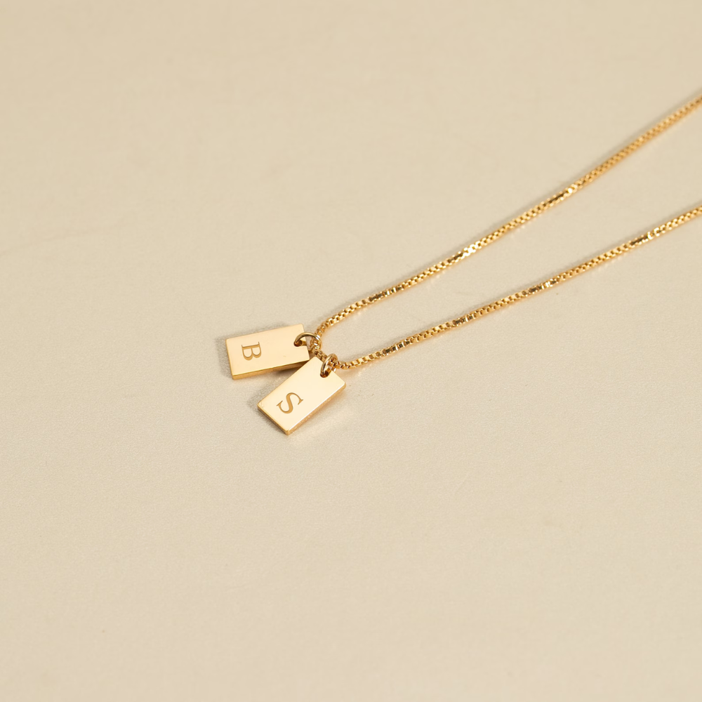 Personalised necklace with engraved card - Necklace with engraved name tag