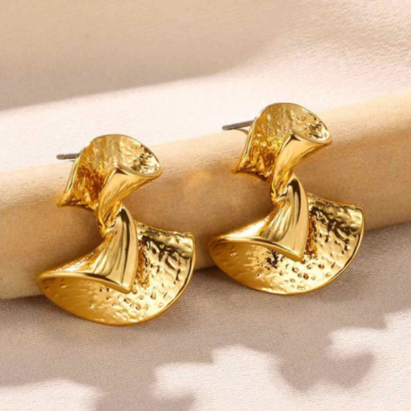 Twisted Drop Earrings Sculpted Design - Elara