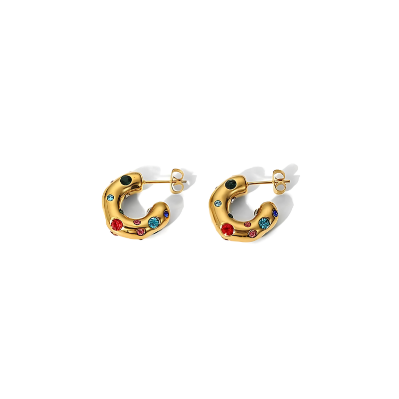 Gold Plated Zircon Hoop Earrings - Ashley