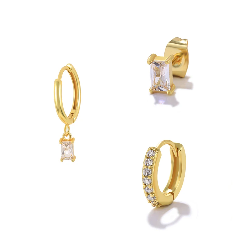 Crystal Hoop Earrings Set - Nora