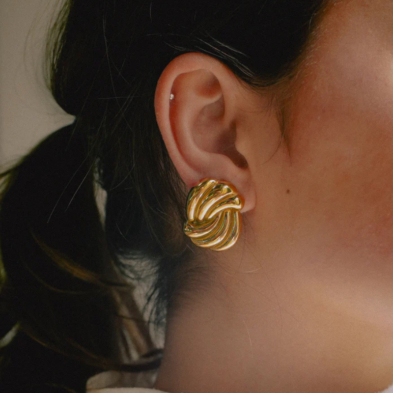 Twisted Knot Gold-Plated Earrings - Olivia