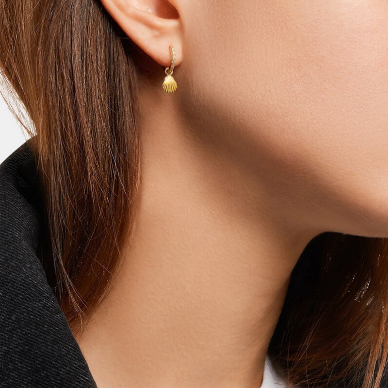 Shell Hoops with Zirconia - Selena