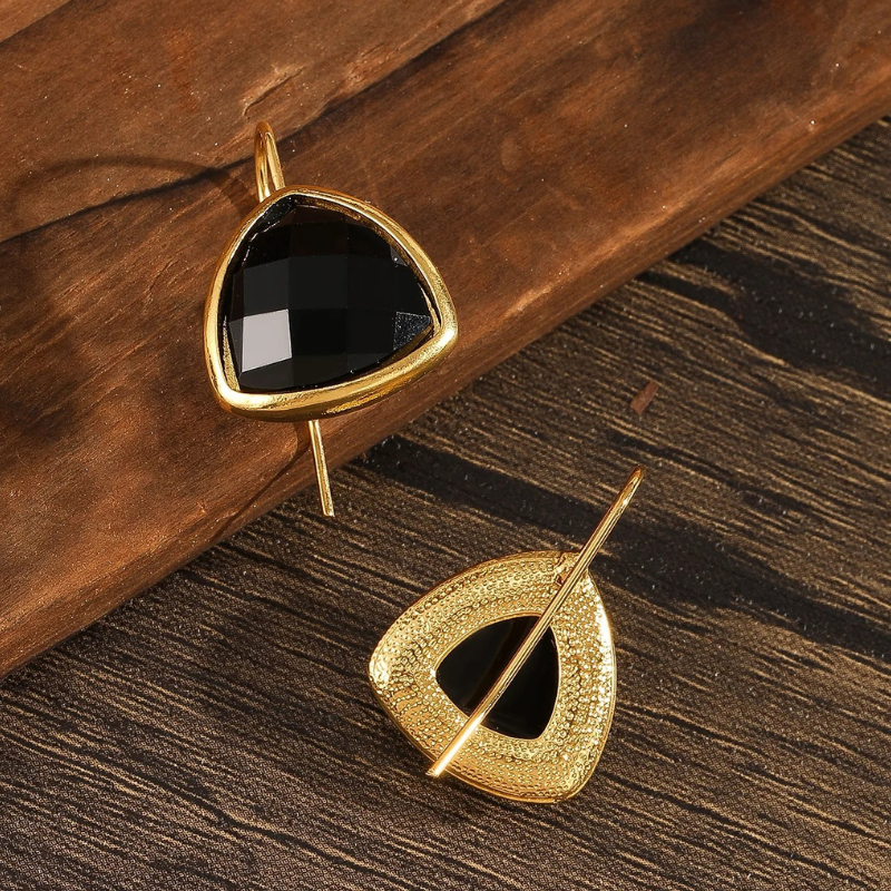 Black Onyx Drop Earrings - Isolde