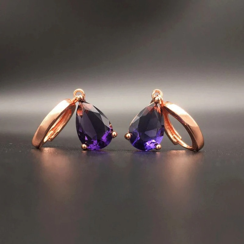 Violet Teardrop Earrings - Amethyst