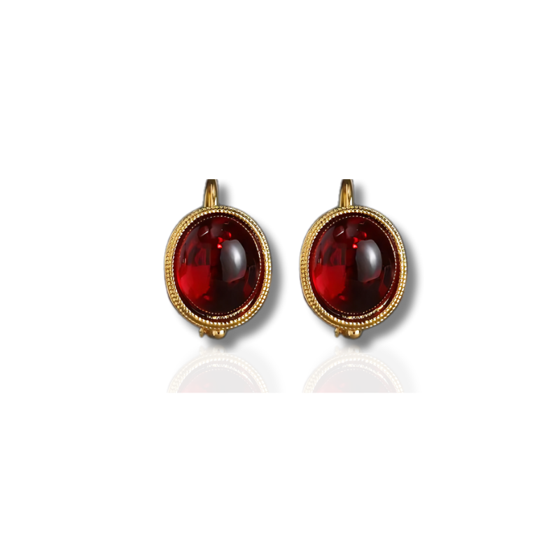 Vintage Gold Clip-On Earrings with Stone - Seraphina