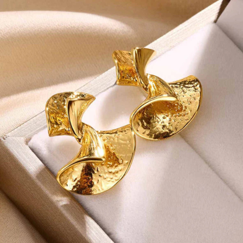 Twisted Drop Earrings Sculpted Design - Elara