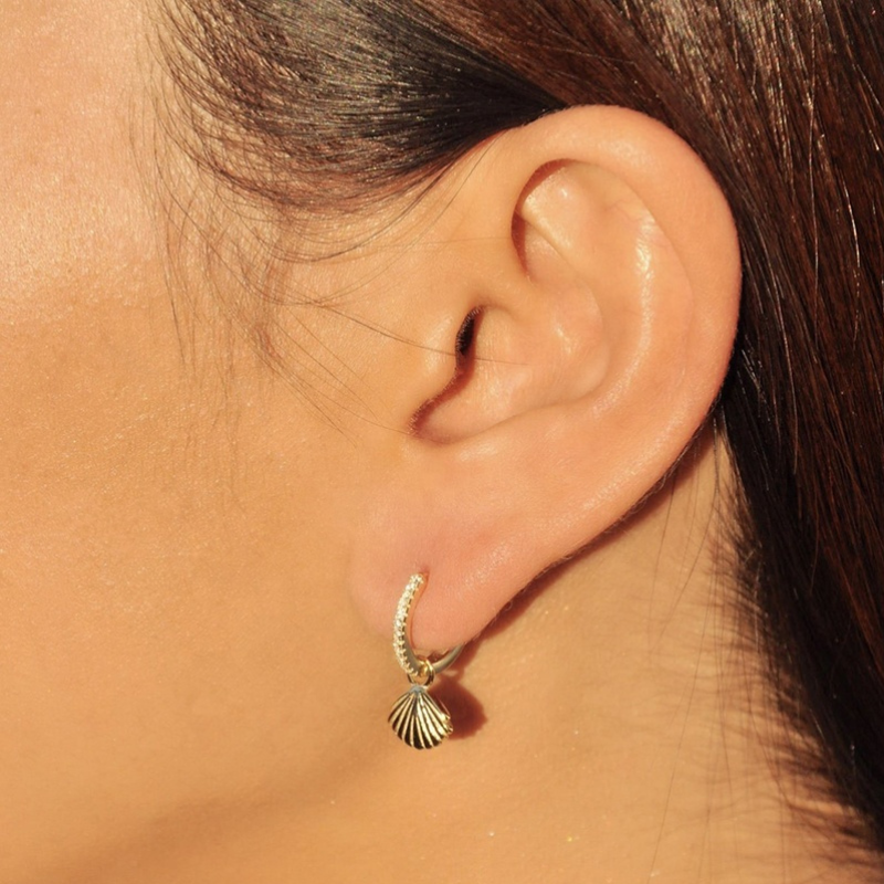 Shell Hoops with Zirconia - Selena