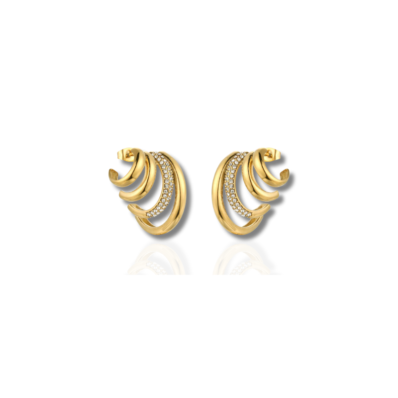 Triple Hoop Earrings with Zircon – Clara