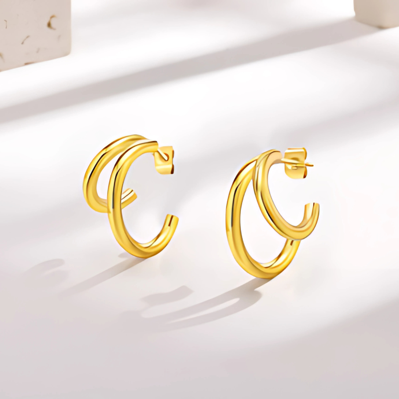 Double Layered Stud Earrings - Avery