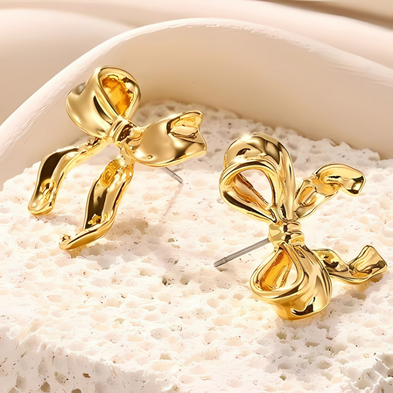 Gold Bow Earrings - Eloise