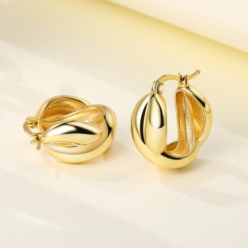 Elegant Woven Gold Hoop Earrings - Madelyn