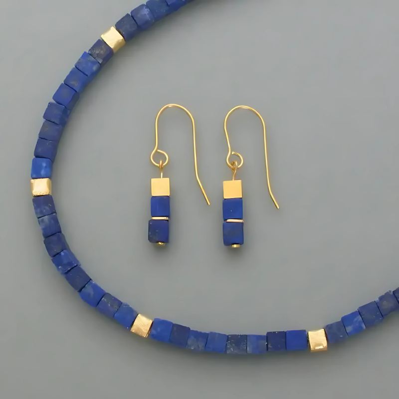 Blue Cube Earrings - Zara