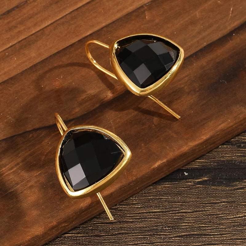 Black Onyx Drop Earrings - Isolde