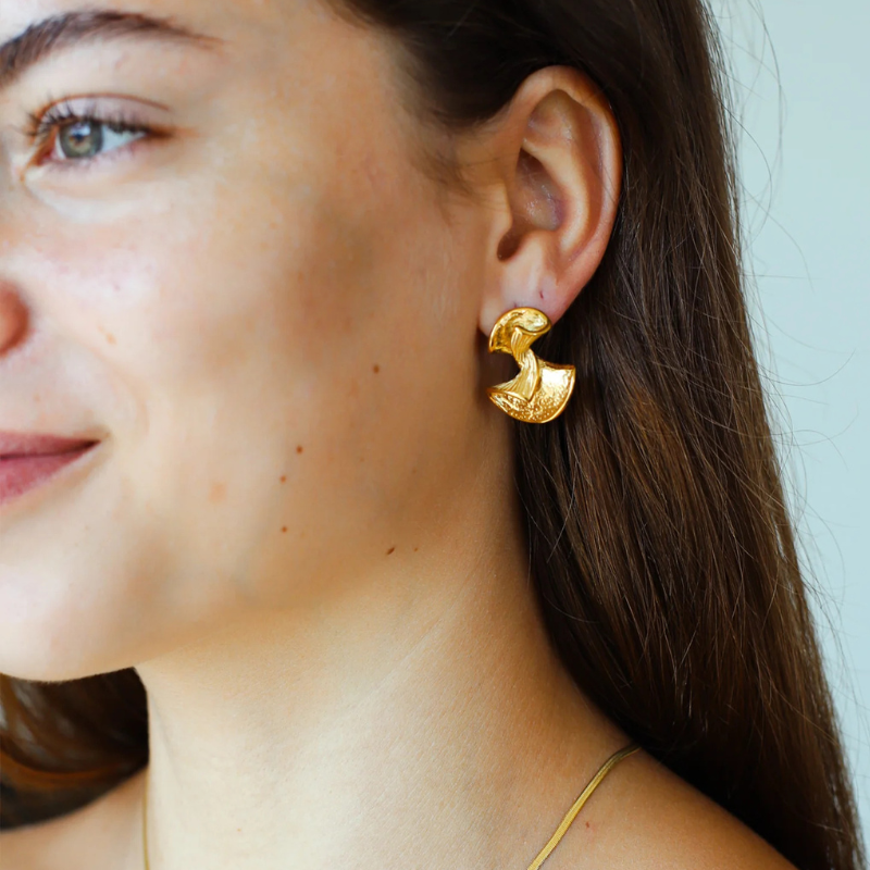 Twisted Drop Earrings Sculpted Design - Elara