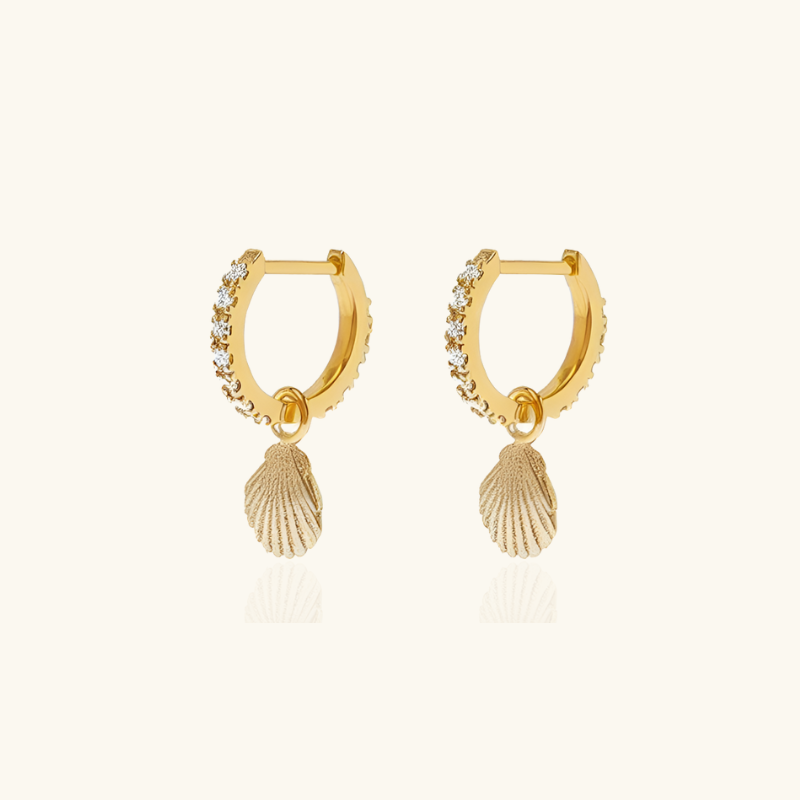 Shell Hoops with Zirconia - Selena