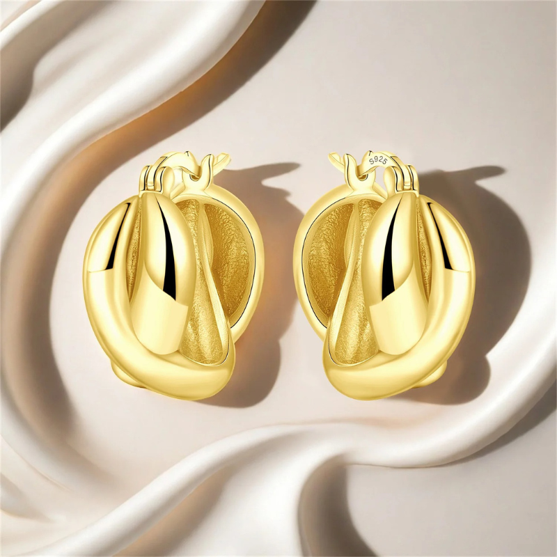 Elegant Woven Gold Hoop Earrings - Madelyn