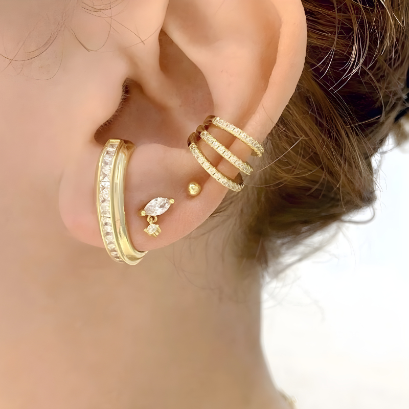 C-Shaped Zirconia Stud Earrings - Avie