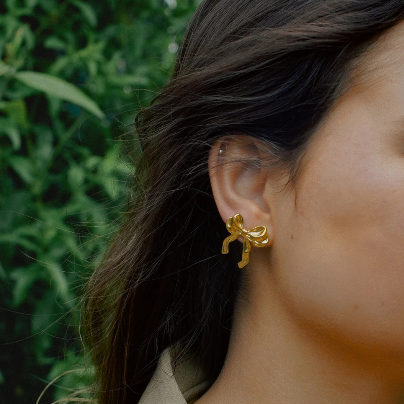 Gold Bow Earrings - Eloise