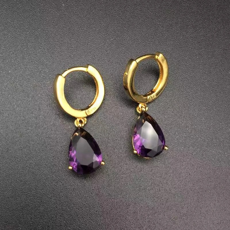 Violet Teardrop Earrings - Amethyst