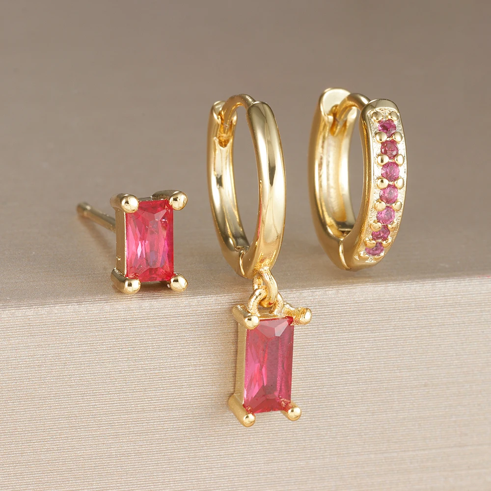Crystal Hoop Earrings Set - Nora