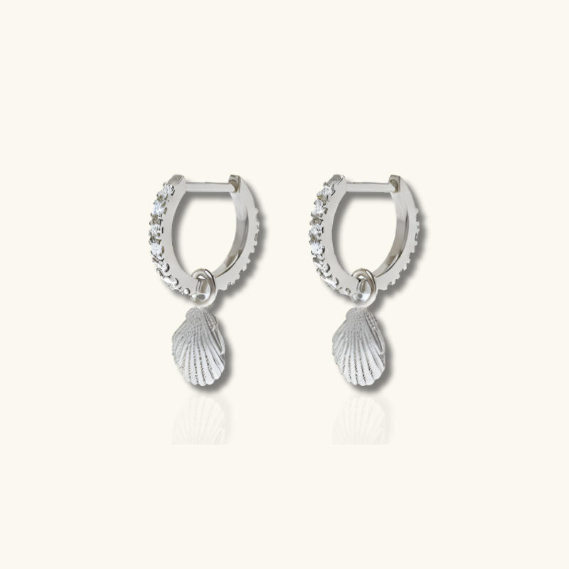 Shell Hoops with Zirconia - Selena