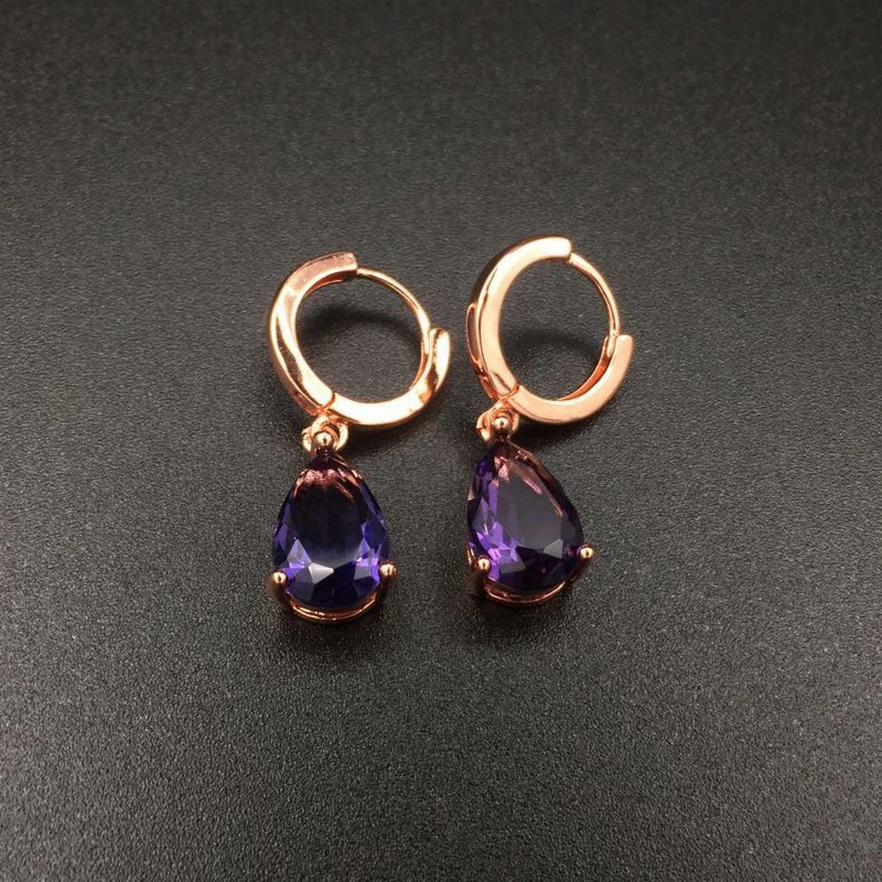 Violet Teardrop Earrings - Amethyst