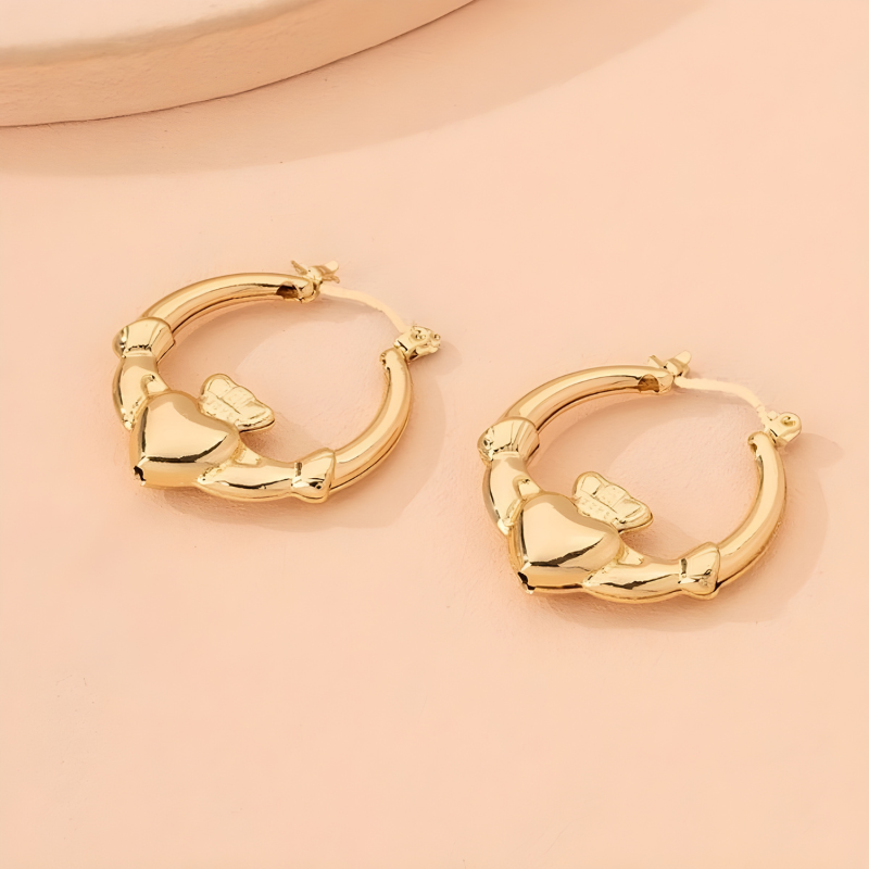 Geometric Heart Hoop Earrings - Kira