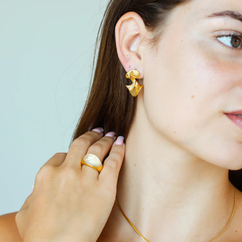 Twisted Drop Earrings Sculpted Design - Elara