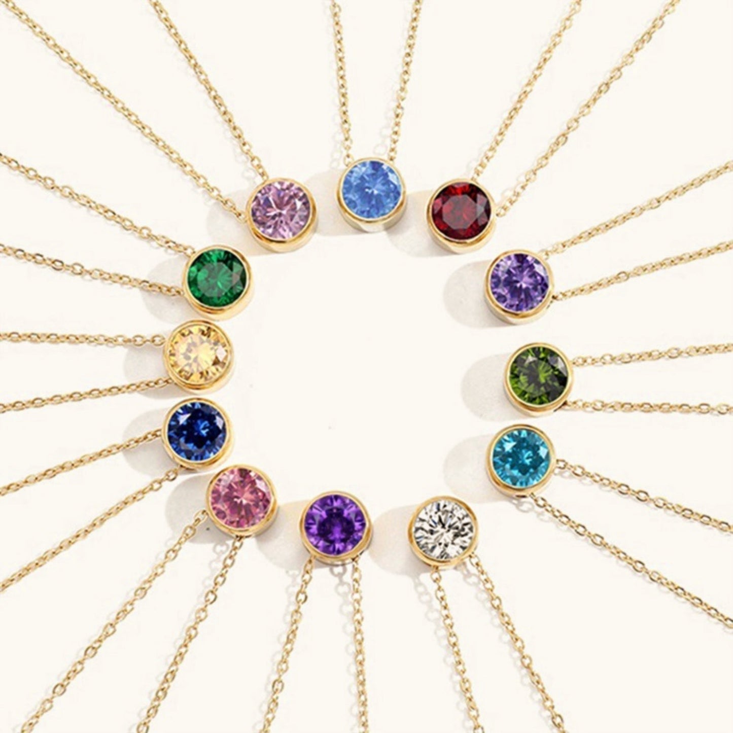Radiant Birthstone Pendant Necklace - Amelia