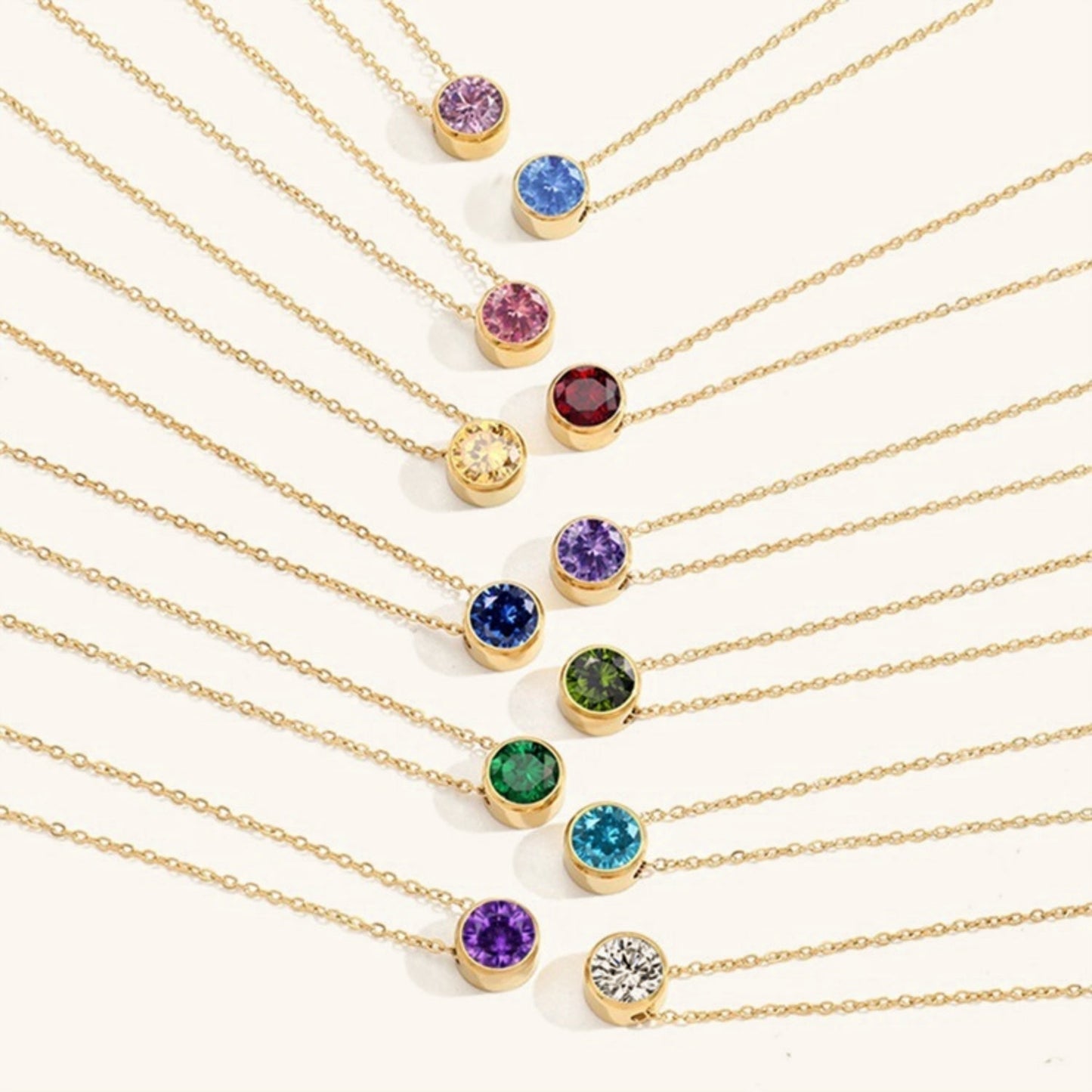 Radiant Birthstone Pendant Necklace - Amelia