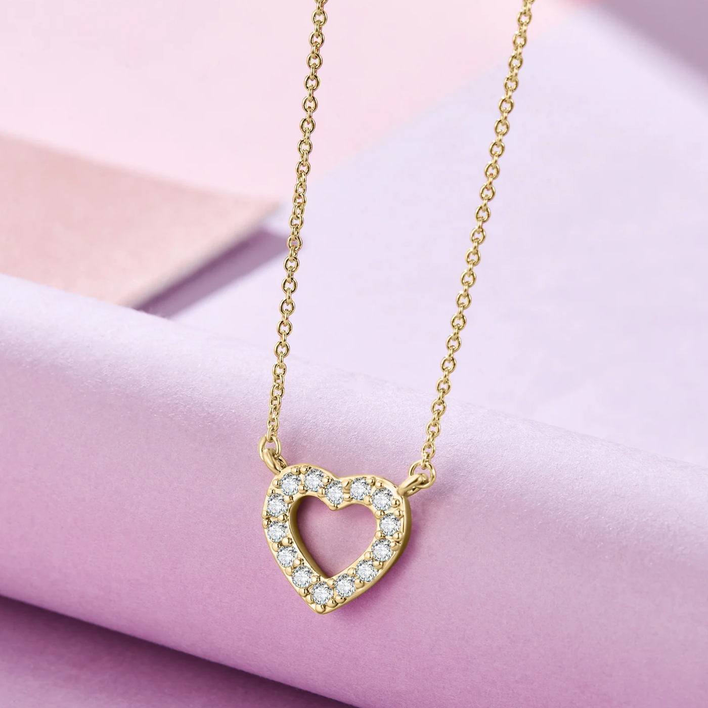 Small love necklace - gold diamond heart necklace