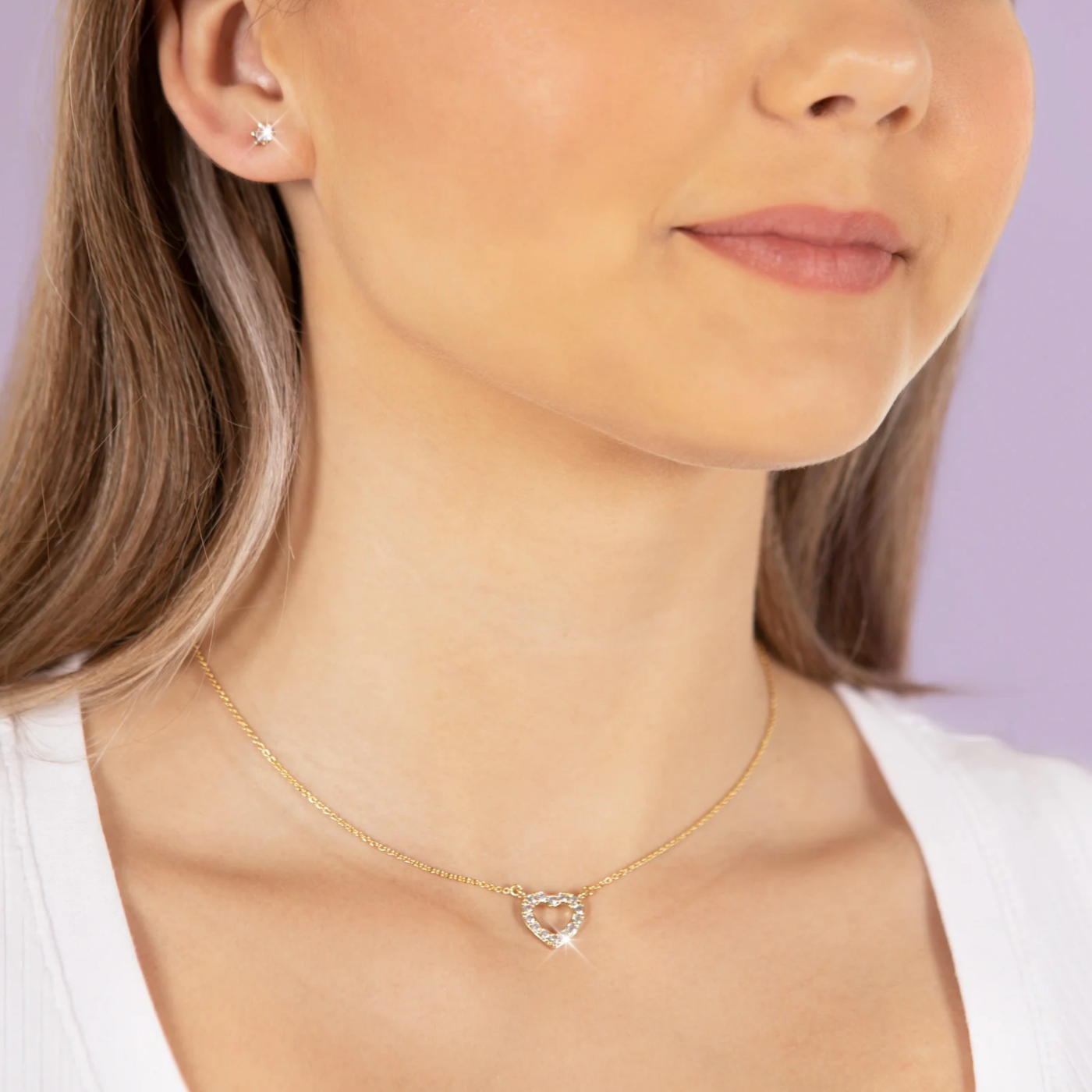 Small love necklace - gold diamond heart necklace