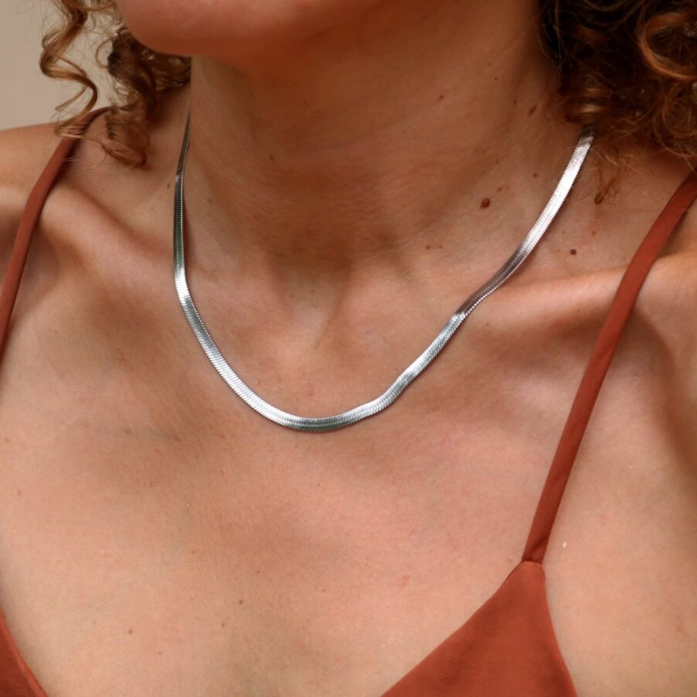 Snake chain - herringbone collabon necklace