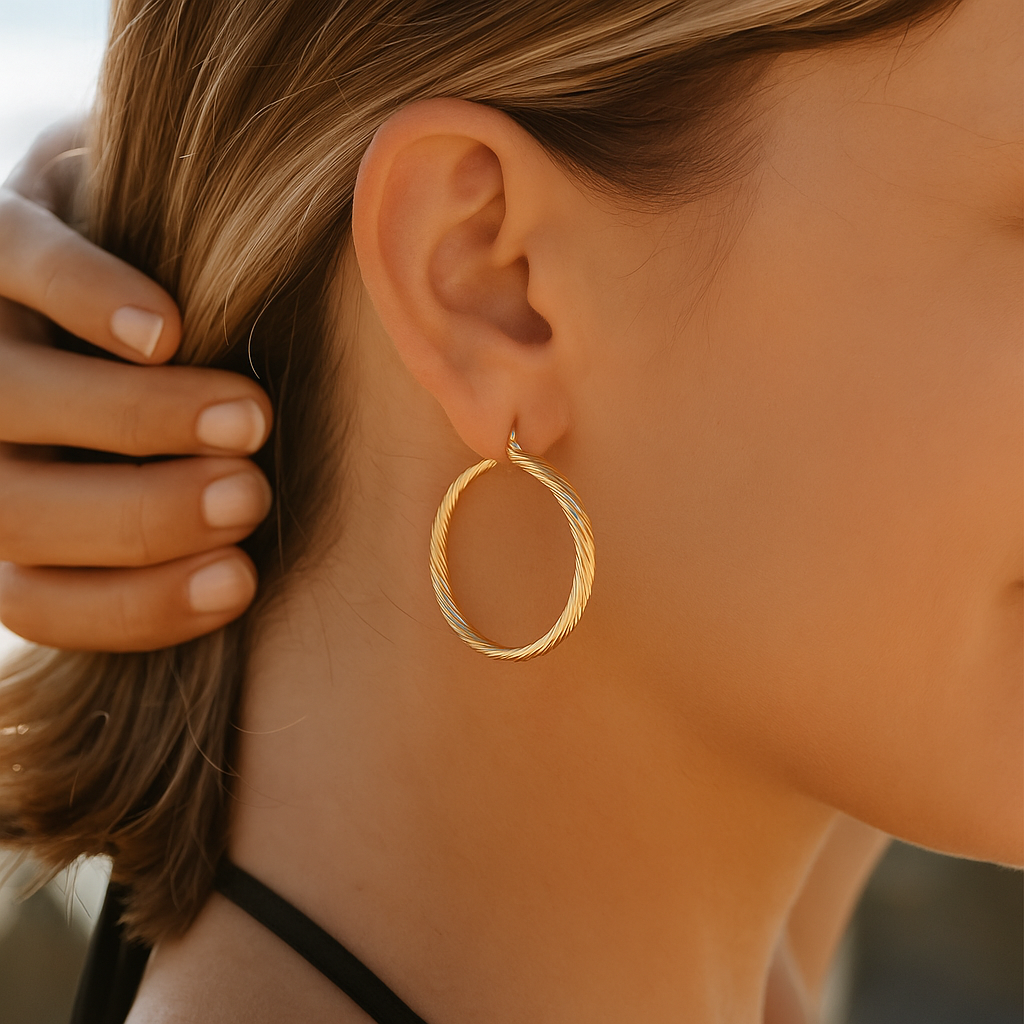 Classic Gold Twist Hoops - Leanne