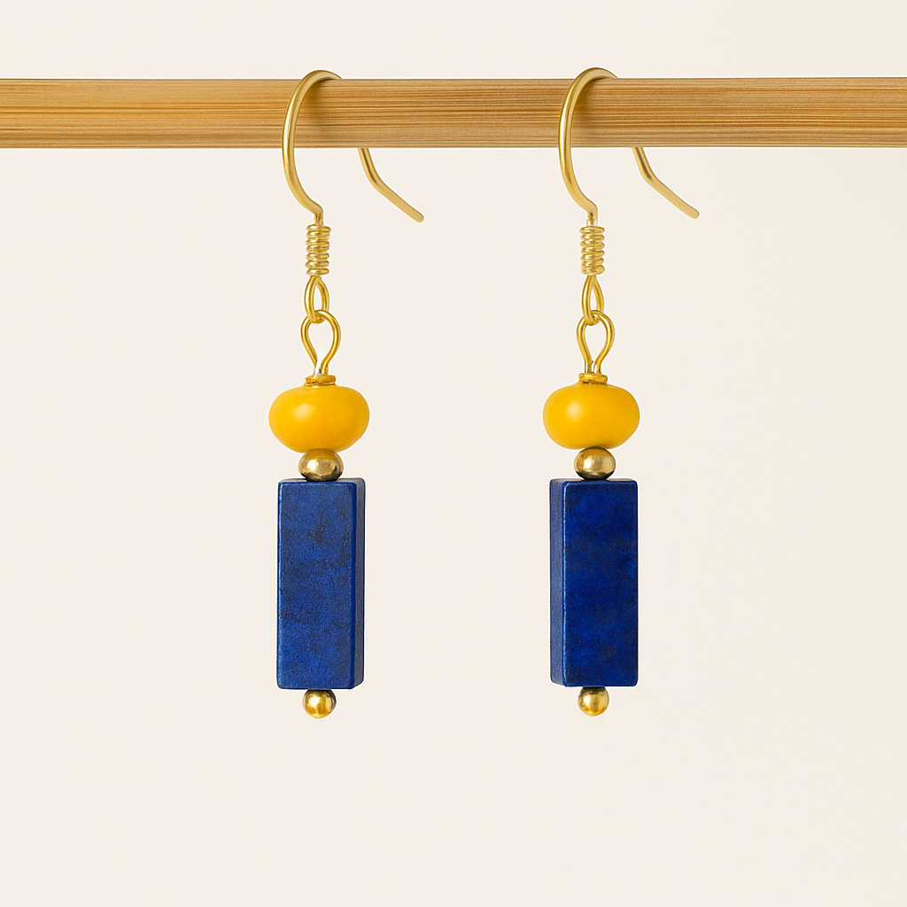 Navy Blue Cube Earrings - Nina