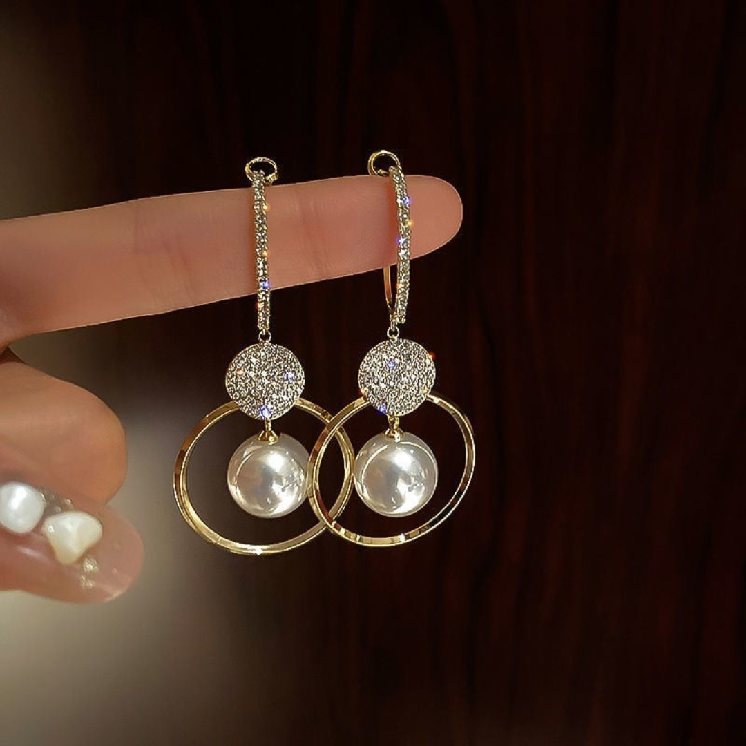 Luxury Earrings with Cultured Pearls and Zirconia - Alina