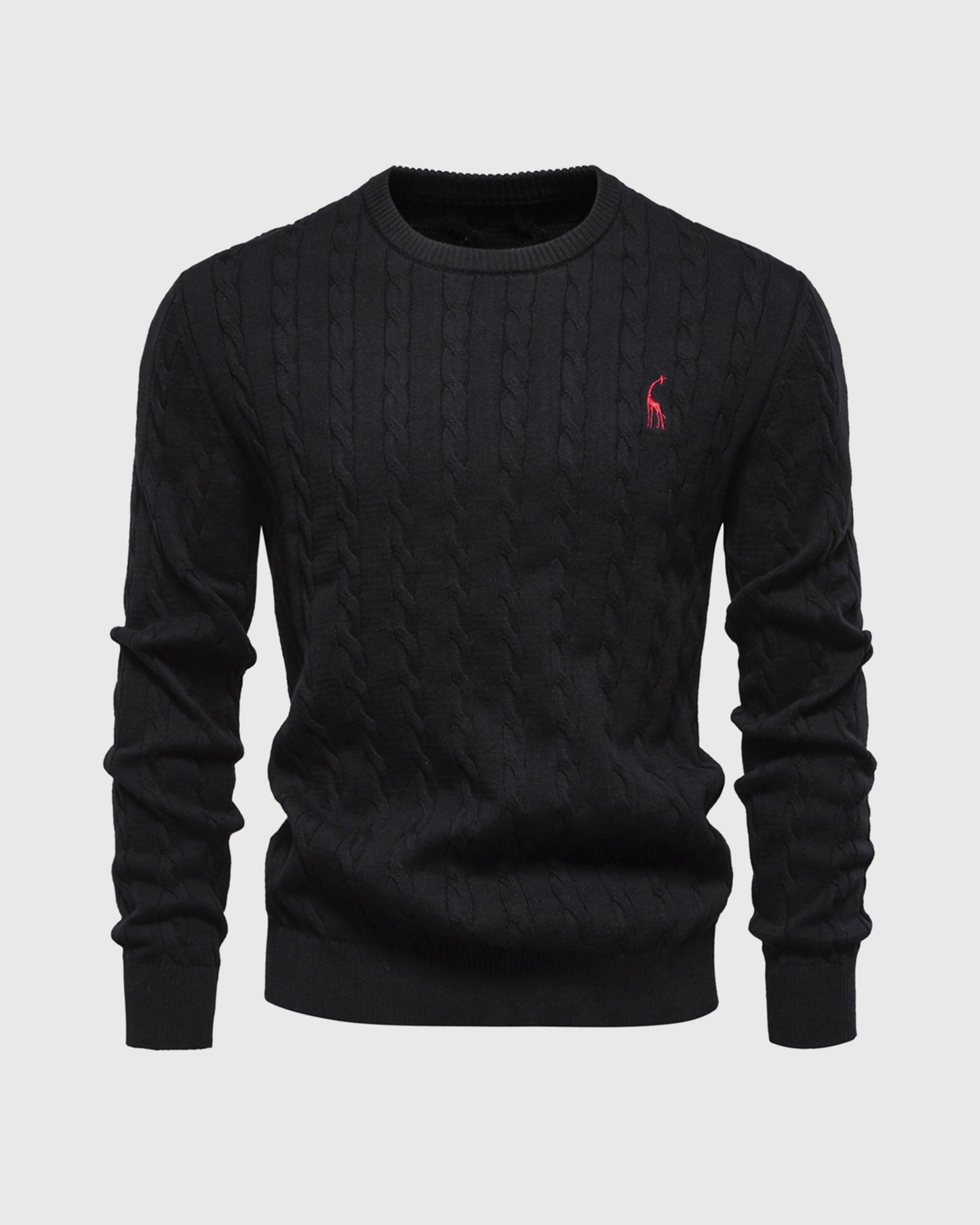 Theodore Cotton Cable Knit Pullover Sweater | Crewneck Ribbed Trim Sweater