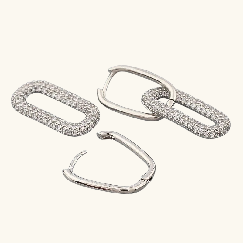 Double Layer Zircon Luxe Drop Earrings - Noa