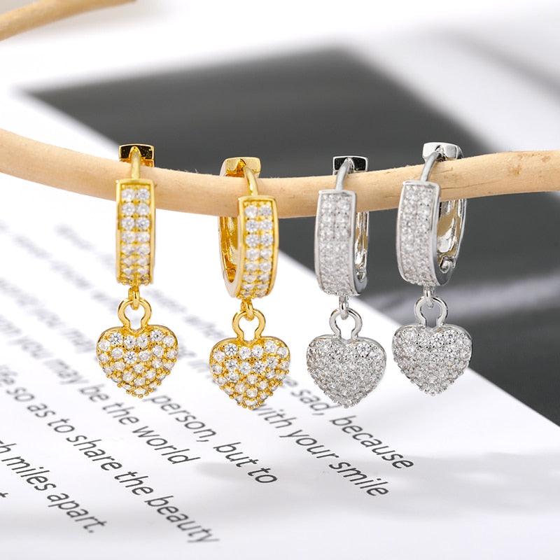 Esmee Heart Earrings - Zircon