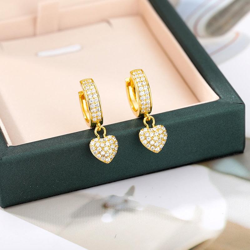Esmee Heart Earrings - Zircon