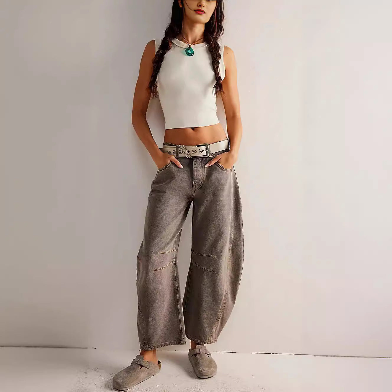 Veronica Cotton Ribbed Tank Two-Piece Set | Cropped Crewneck Set